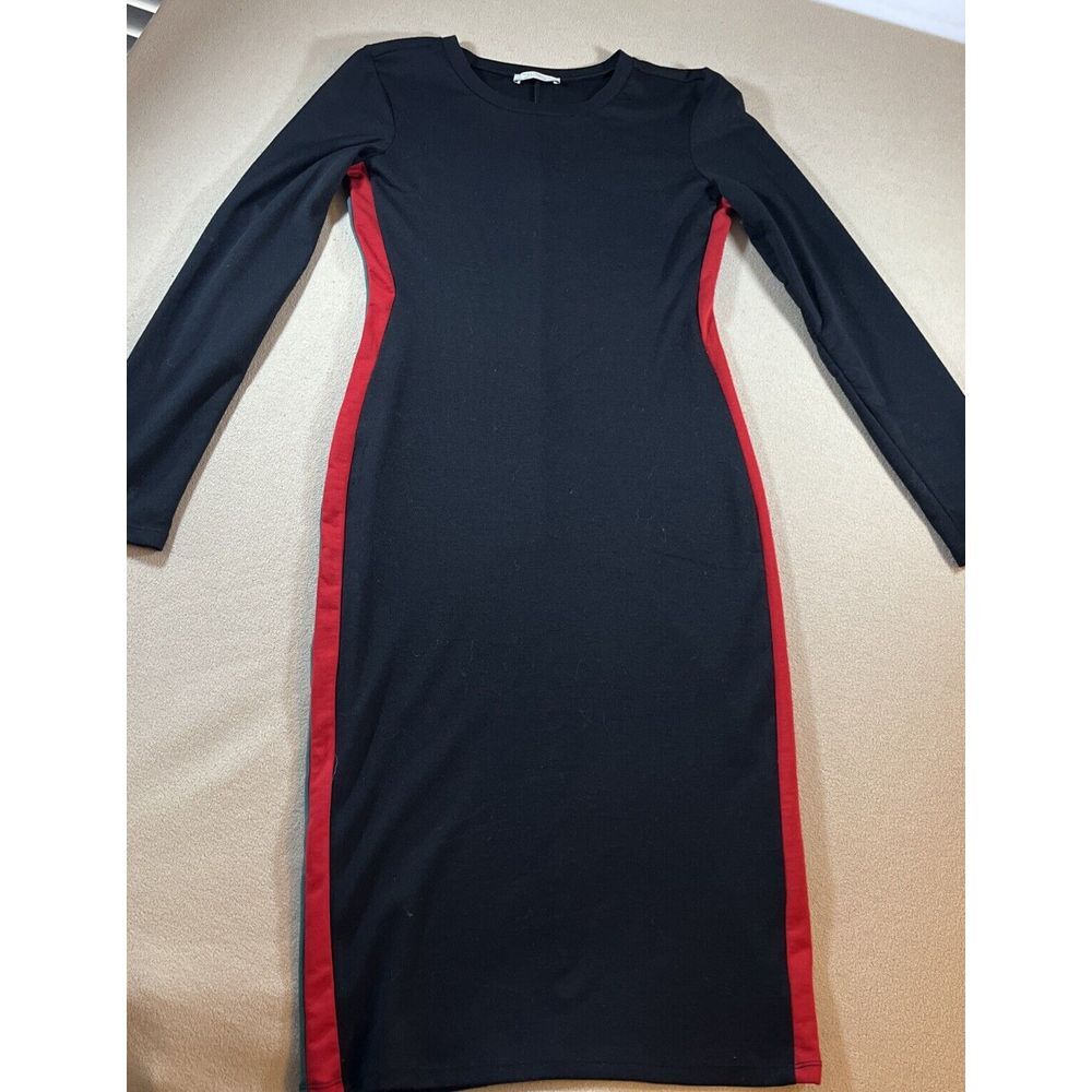 Zara Trafaluc Dress Women M Stripes Red Green Stretch Bodycon Fitted Sexy
